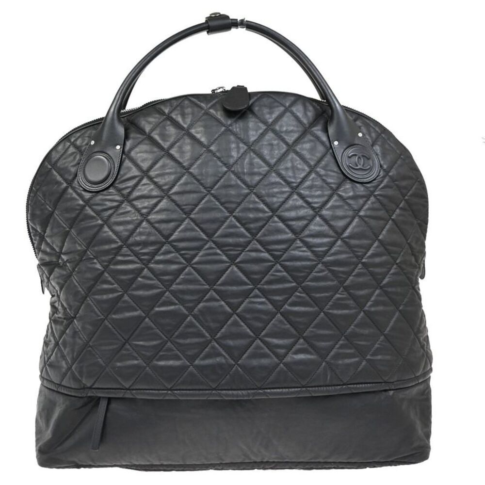 Chanel Horizontal Sport Weekender Quilted Coated Canvas Black Nylon Handbag